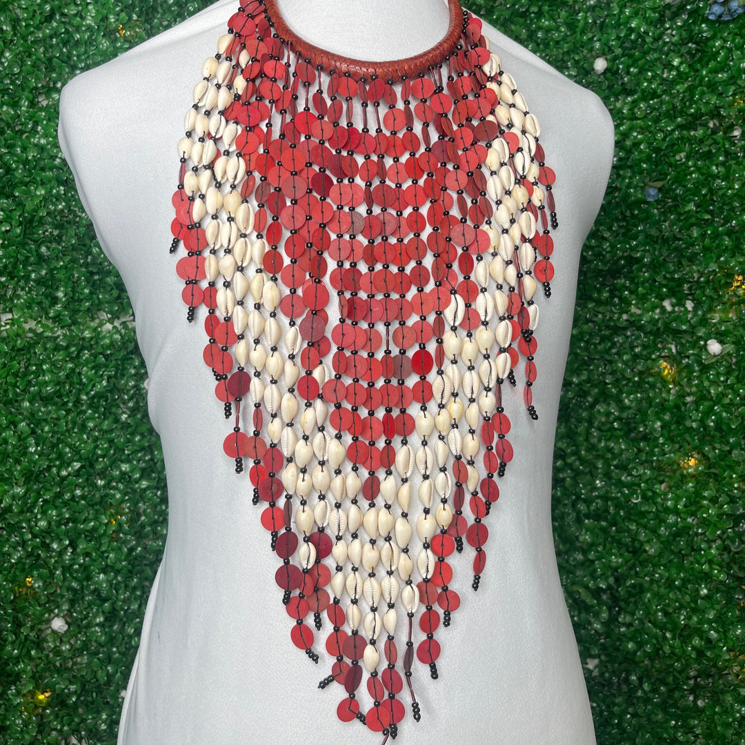 LEATHER BEADED COWRIE NECKLACE