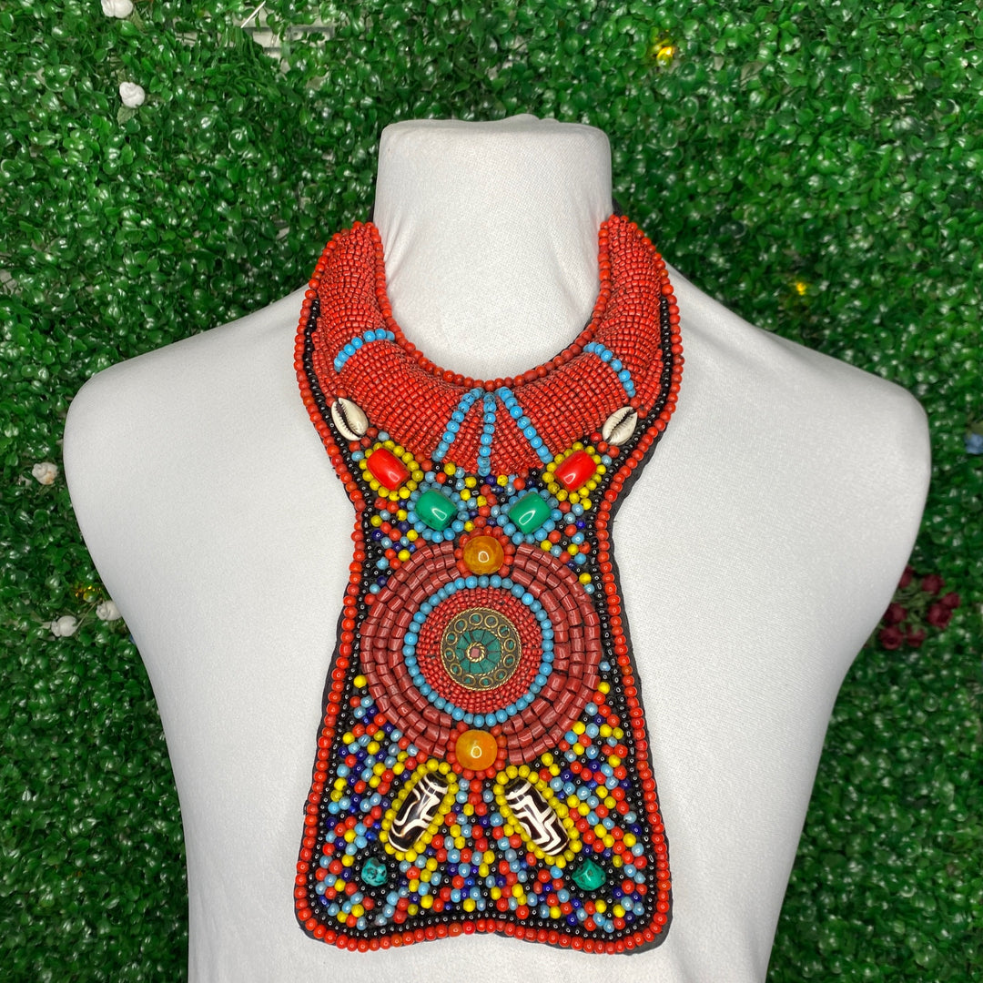 BEADED COLLAR CHEST NECKLACE