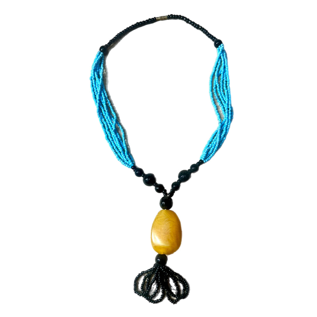 LIGHT BLUE BEADED NECKLACE