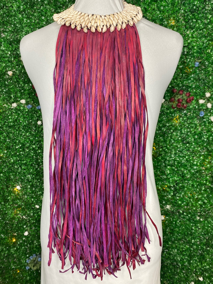 COWRIE LEATHER TASSLE NECKLACE